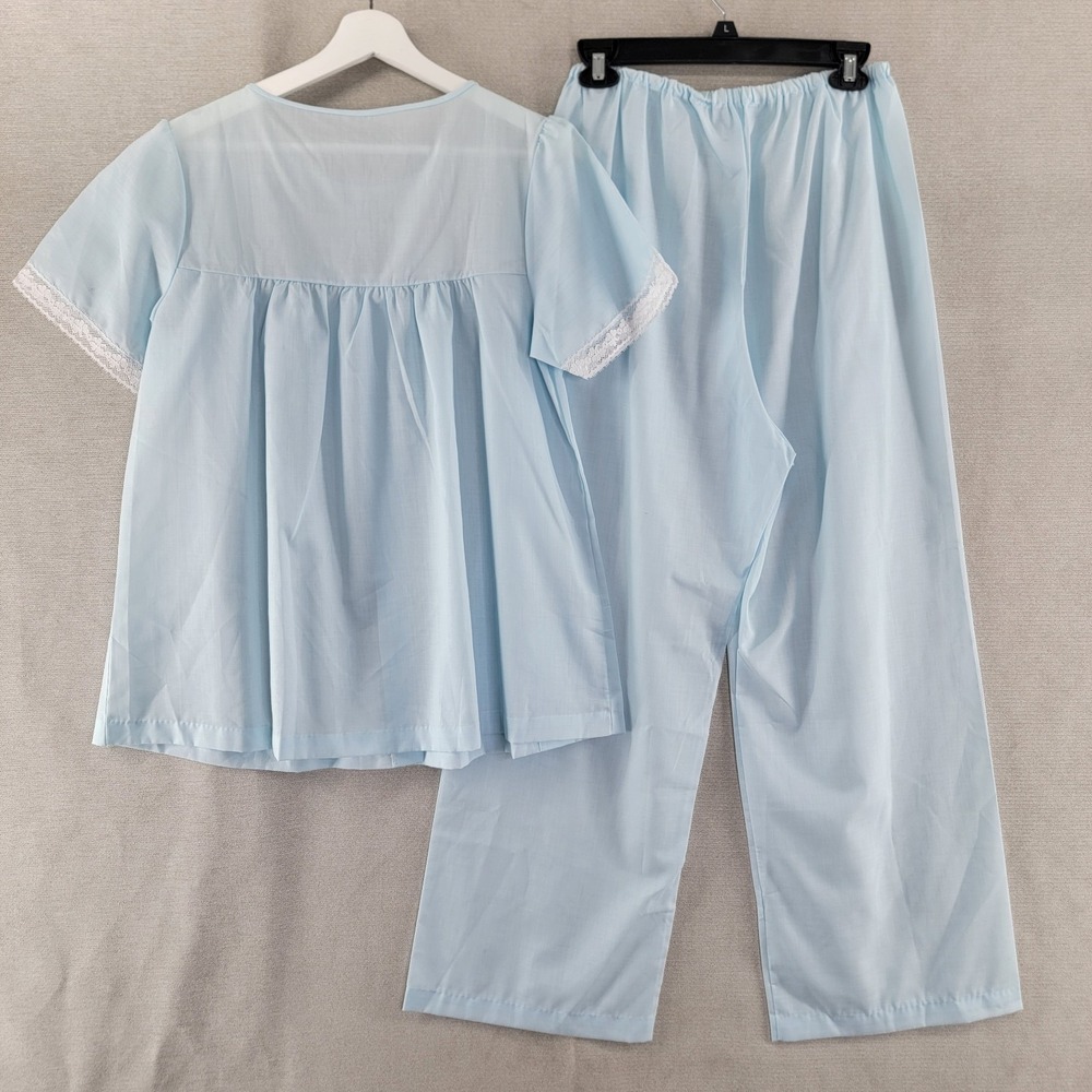 Shadowline Womens Pajamas Vtg Embroidered 2 Piece Sets Top Pants Size 36 Medium - Picture 3 of 7